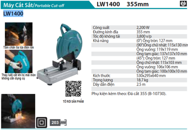 Máy Cắt Sắt Makita LW1400 (355mm)