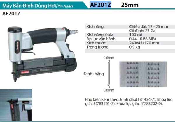 Máy Bắn Đinh Dùng Hơi Makita AF201Z