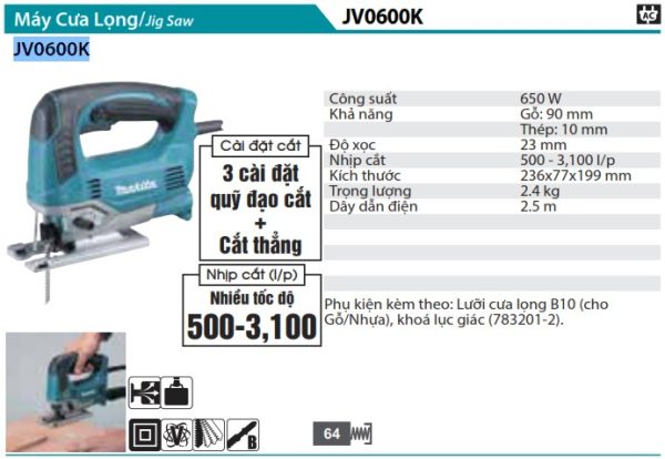Máy Cưa Lọng Makita JV0600K