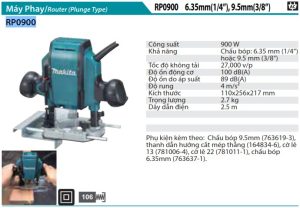 Máy Phay Makita RP0900 (6,35mm/1/4",9,35mm/3/8")