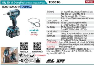 Máy Bắt Vít Dùng Pin Makita TD001GZ (bl)(40v max) (không kèm pin sạc)