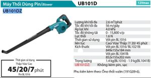 Máy Thổi Dùng Pin) Makita UB101DZ (ống thổi sân vườn) (không kèm pin sạc)