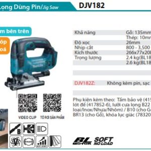 Máy Cưa Lọng Dùng Pin Makita DJV182Z (bl)(18v) (không kèm pin sạc)